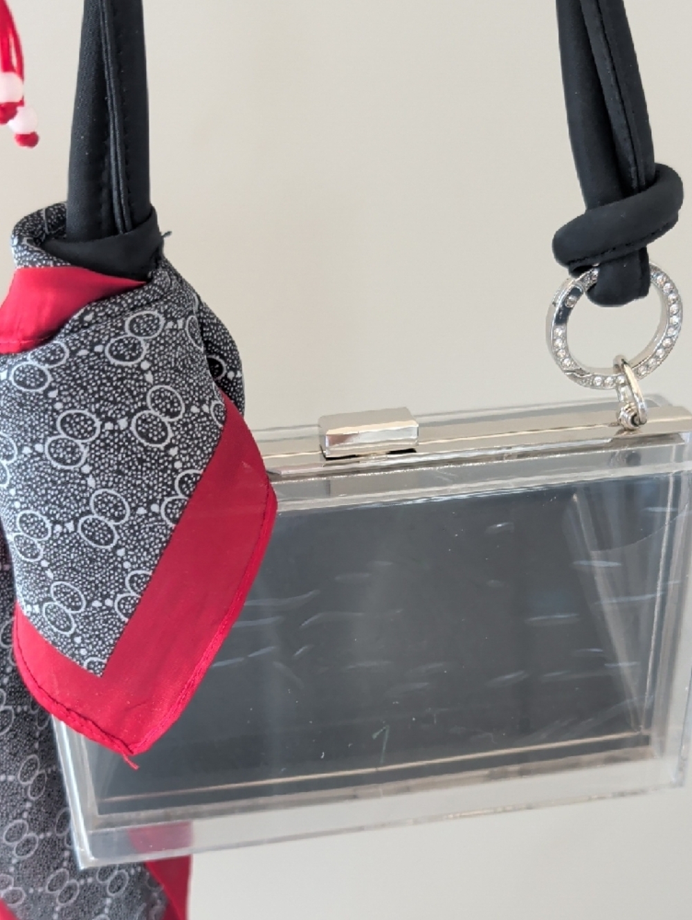 Black Box Upcycled Clutch with Red and Green Stripe - Picture 5 of 5